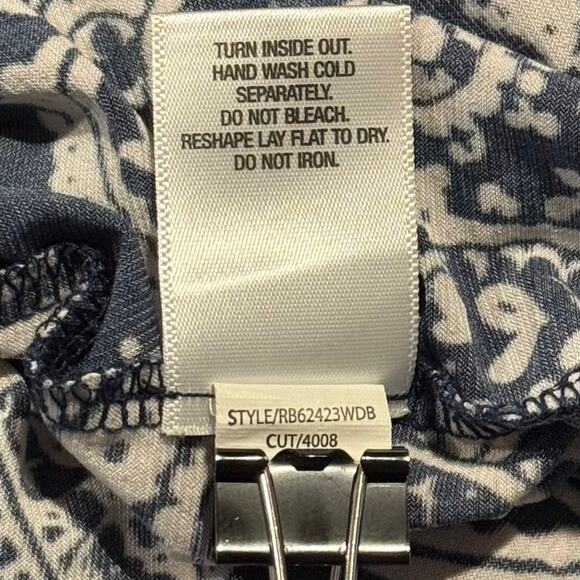 Roz & Ali Dress Wrap Boho Coastal Grandma Retro Eclectic Paisley Blue White 3X - Picture 5 of 7